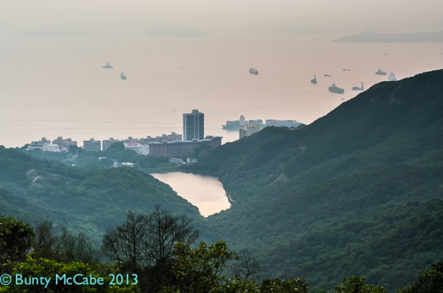 From the west side of Victoria Peak was another shopping area and viewing platforms towards the west, where it was quite hazy over the China Sea.
